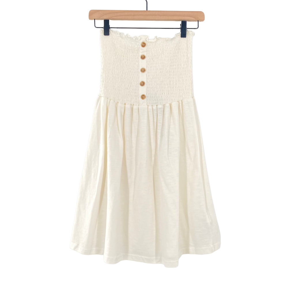 VERO MODA Sun Dress Button Shoulder Tie Spaghetti Strap in Ivory
